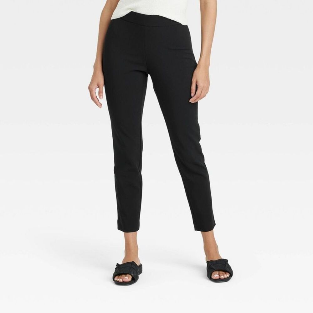 Women's High-Rise Skinny Ankle Pull-On Pants - A New Day Black 4 Long